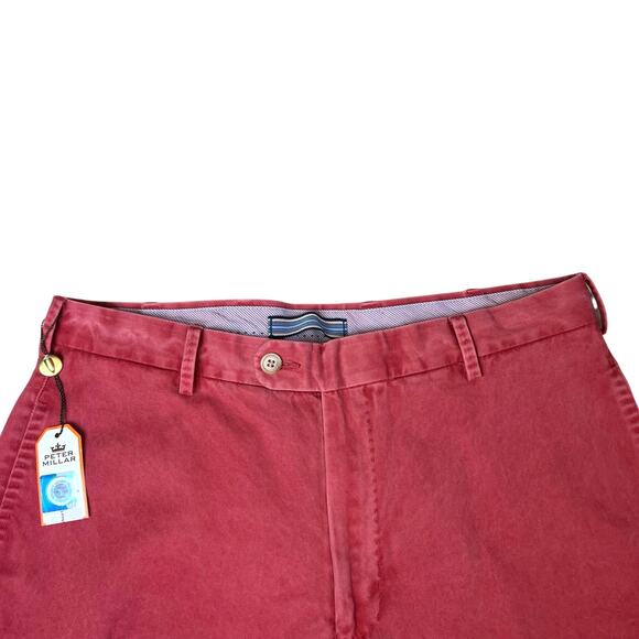 NWT Peter Millar University of Wisconsin Cotton Washed Twill Shorts Red Sz 32 - Picture 3 of 10